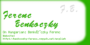 ferenc benkoczky business card